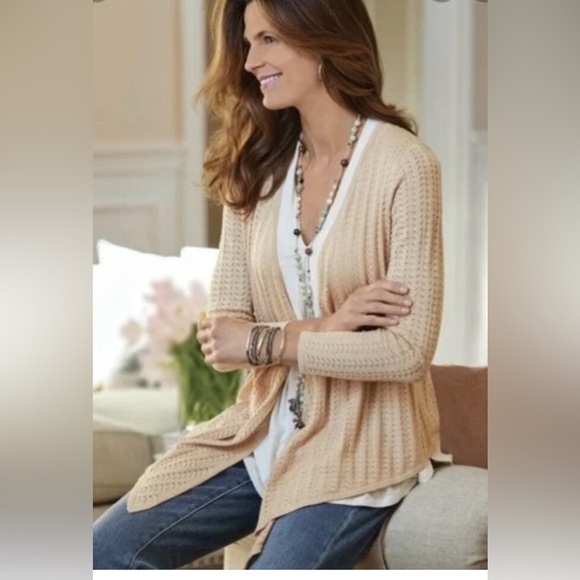 Soft Surroundings Sweaters - Soft Surroundings Inglis Silk‎ Blend Perforated Open Pontelle Cardagin